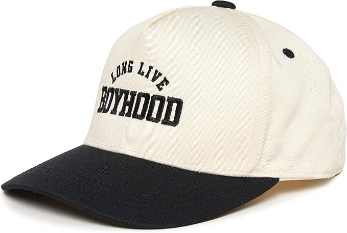Kids/Baby Two Tone Cap - Long Live Boyhood - Black/Beige: Medium/Large (2-9 Years)
