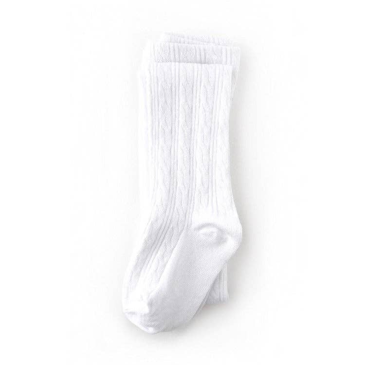 White Cable Knit Tights: 0 - 6 Months