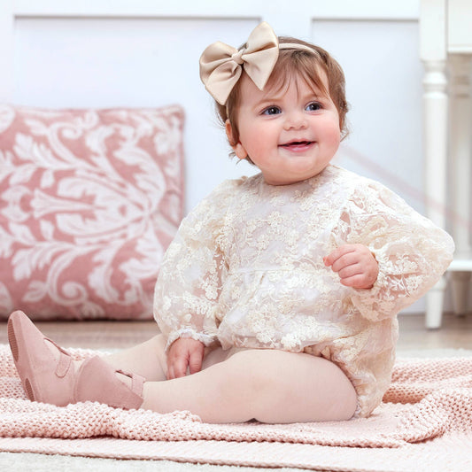 Ivory Lace Baby Romper