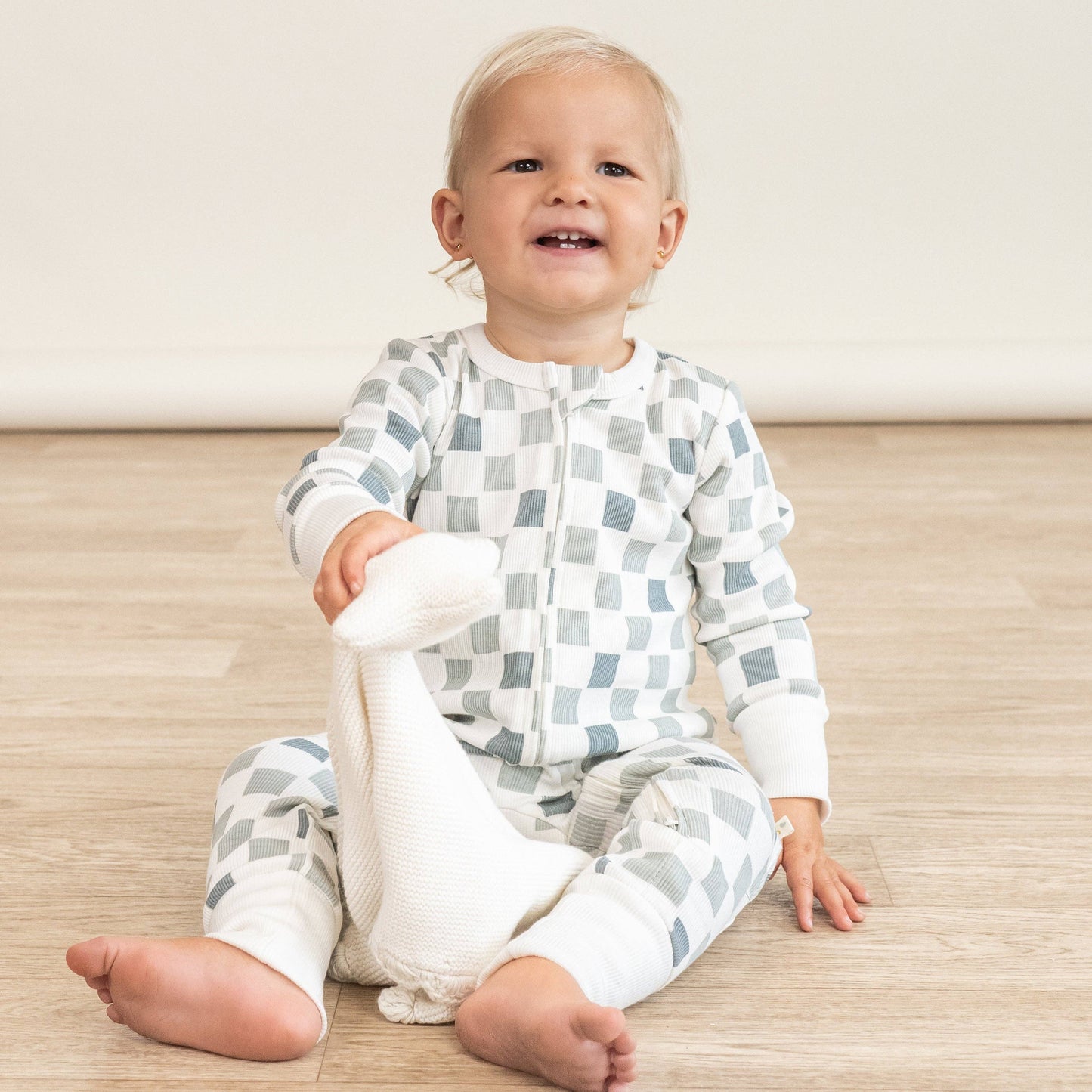 Checkered Organic 2-Way Zip Romper