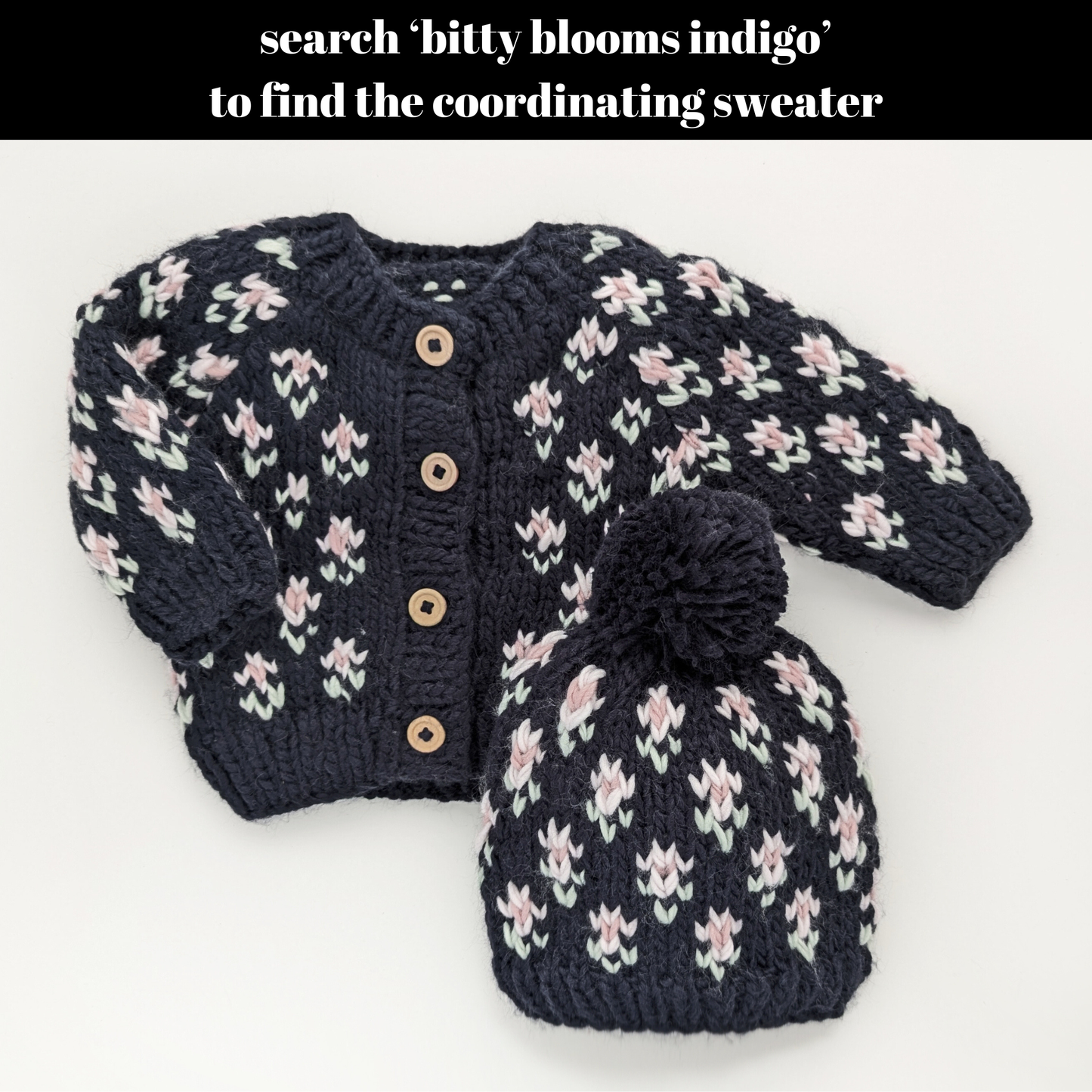 Bitty Blooms Indigo Beanie Hat for Baby & Kids