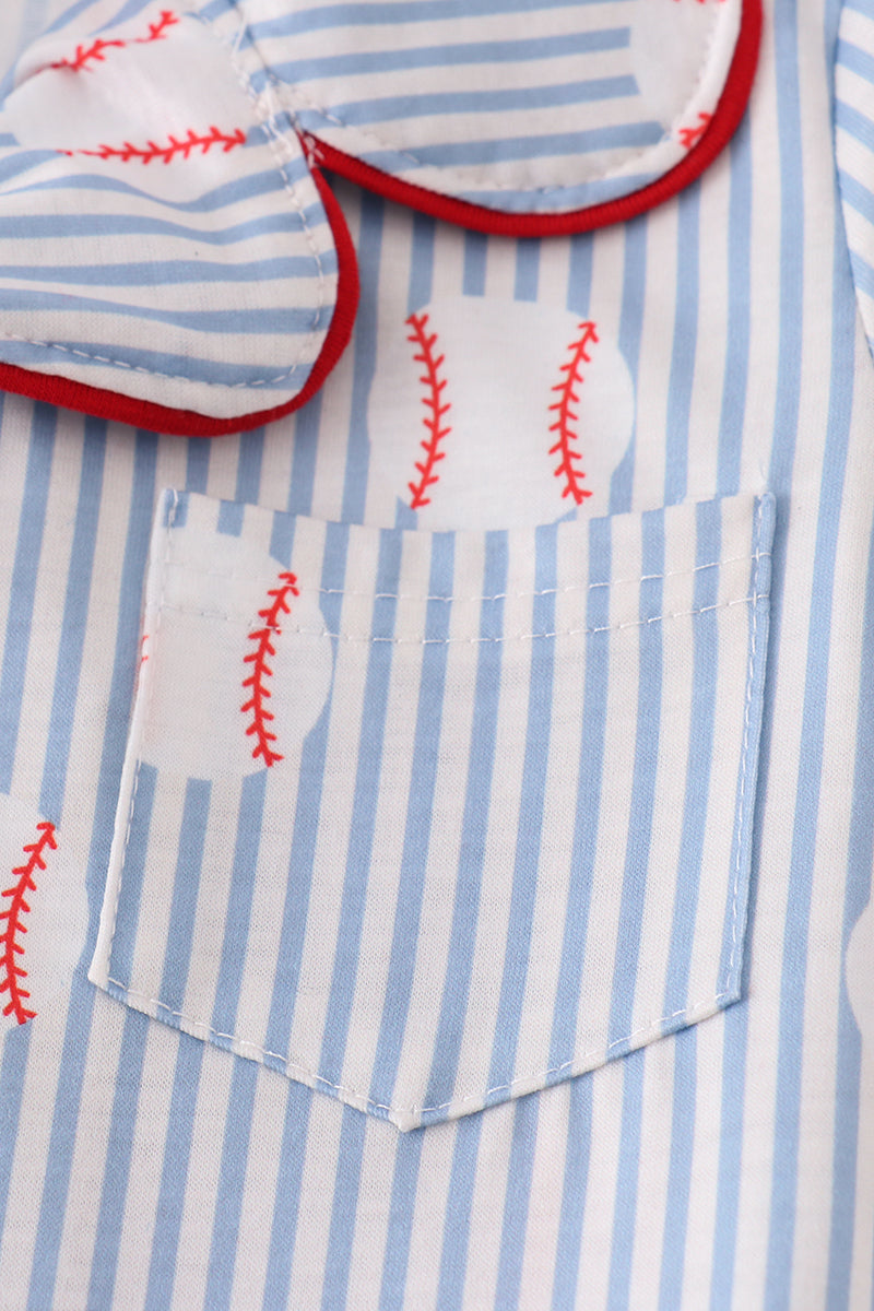 Blue Stripe Baseball Pajama Set