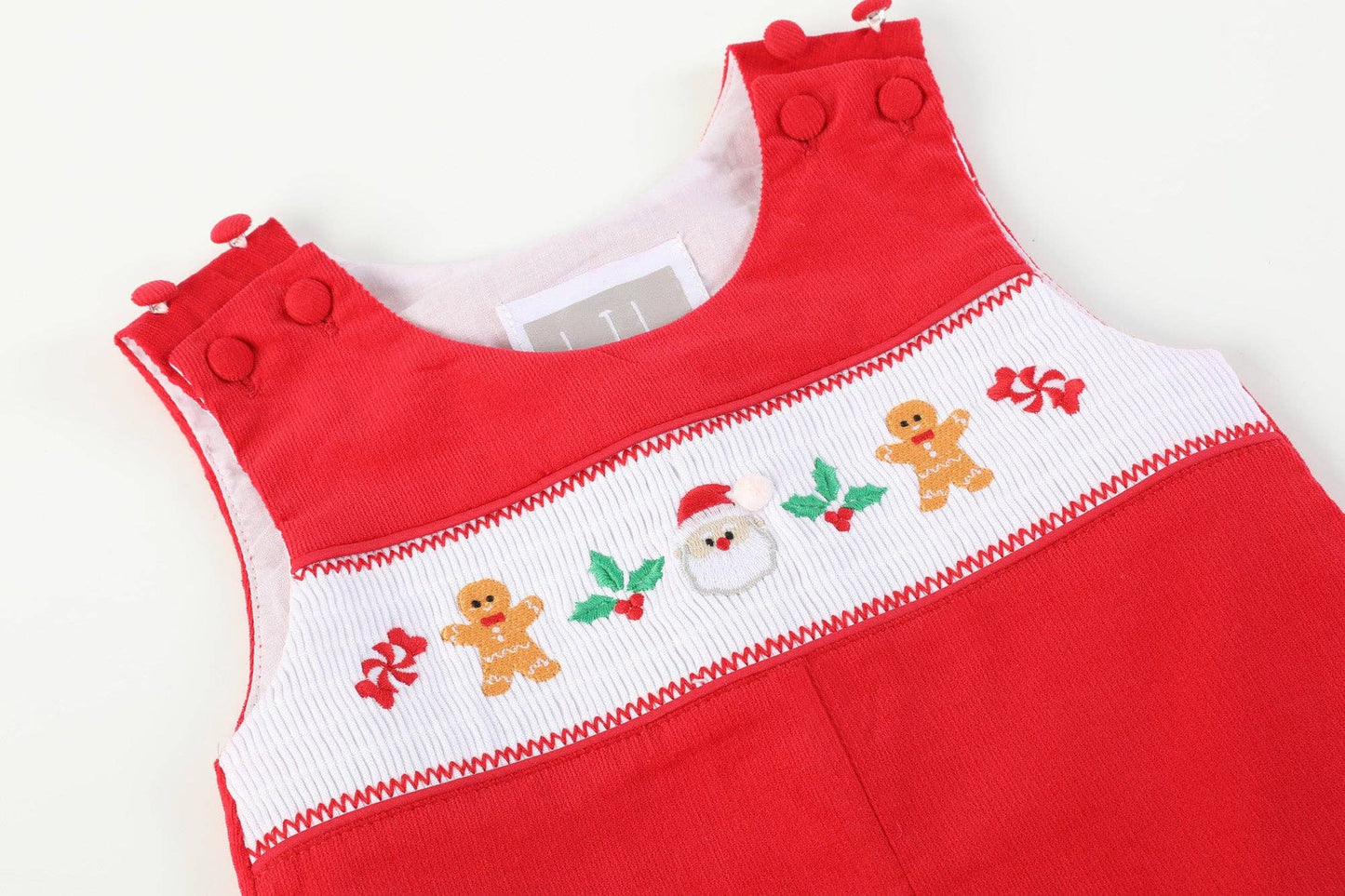 Red Velvet Christmas Smocked Overalls:
