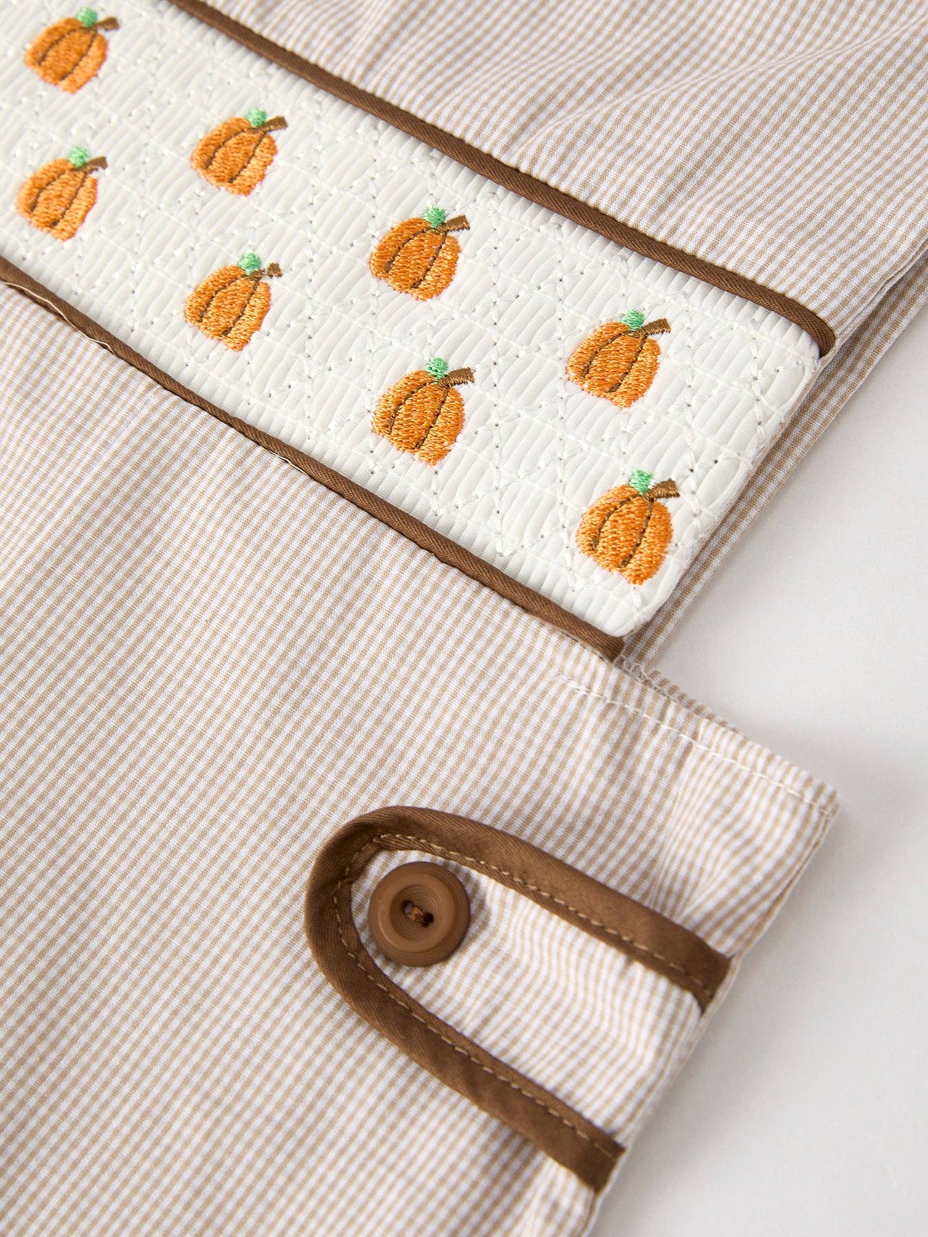 Halloween & Thanksgiving Pumpkin Smock Embroidered Boys Romper: 3M