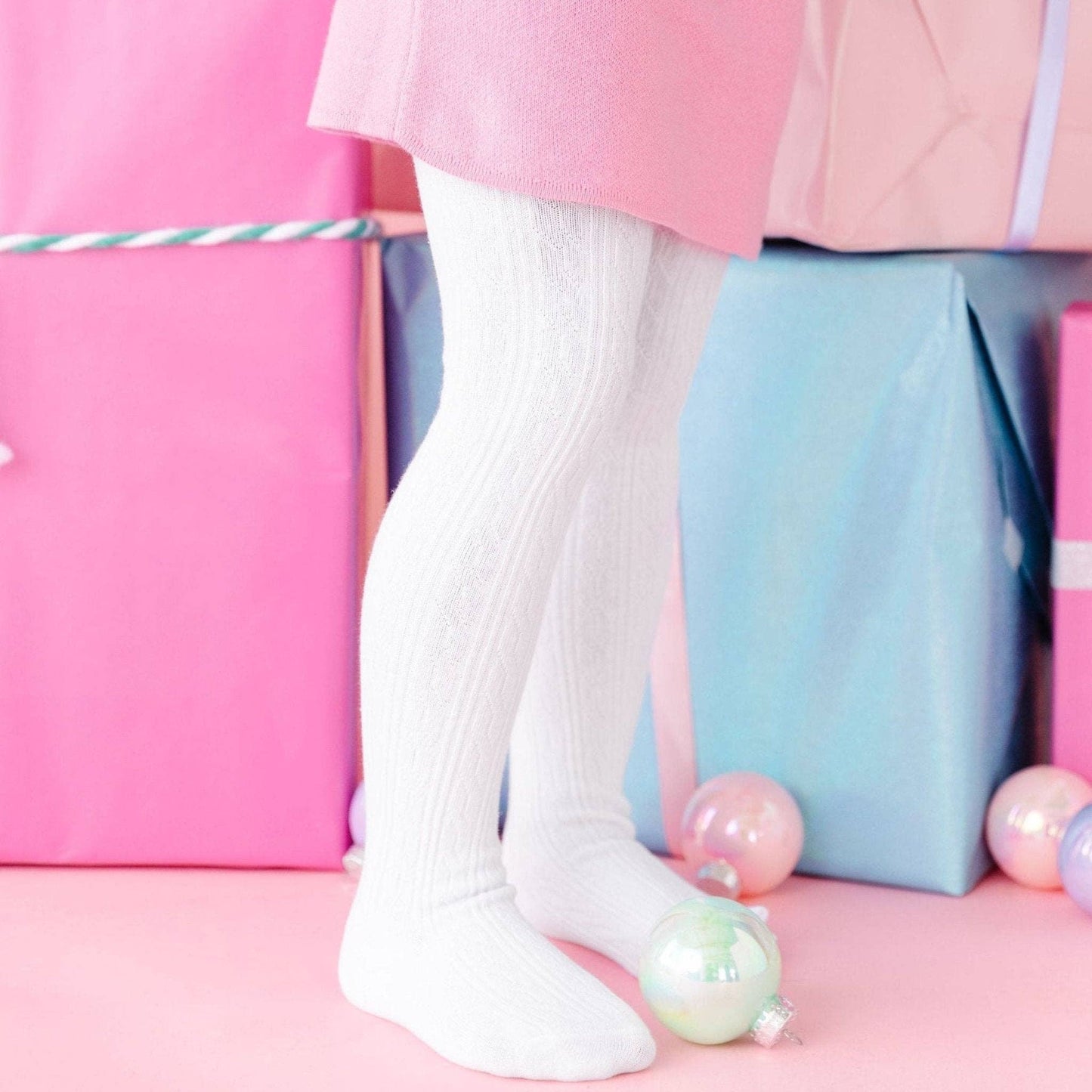 White Cable Knit Tights: 0 - 6 Months