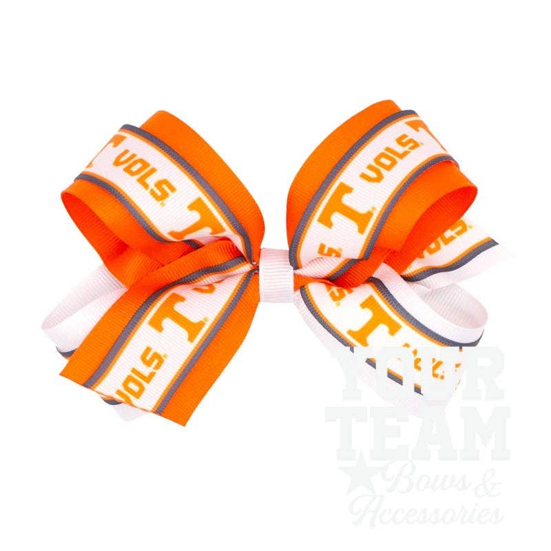 Large Tennessee Logo Ribbon Underlay Hair Bow: UNIVERSITY OF TENNESSEE