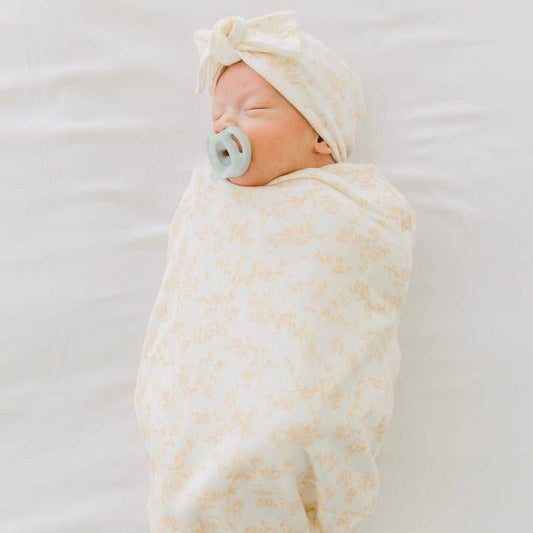 COCOON SWADDLE SET in Silky Modal: Bitty Blooms & Baby Pink Gingham / Small