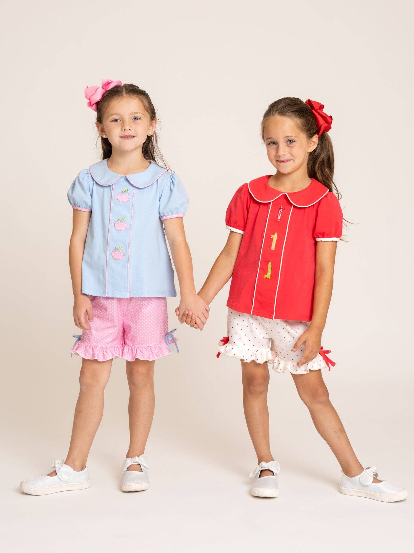 Classroom Crayon Embroidered Collar Ruffle Outfit