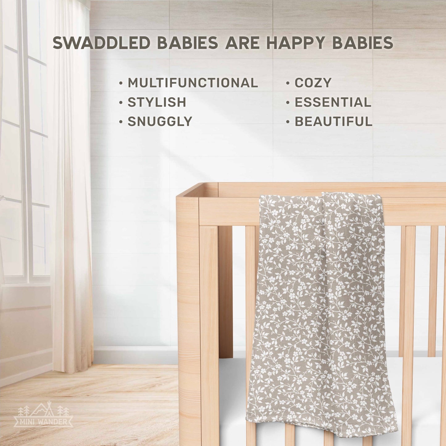 Muslin Swaddle Baby Blanket – Magnolia Tree: Peach