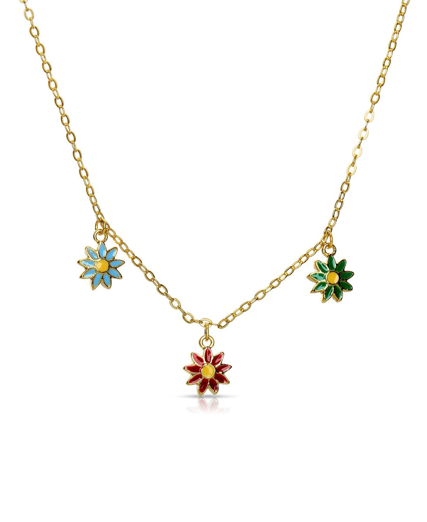 Flowers Dangle Necklace: Pink