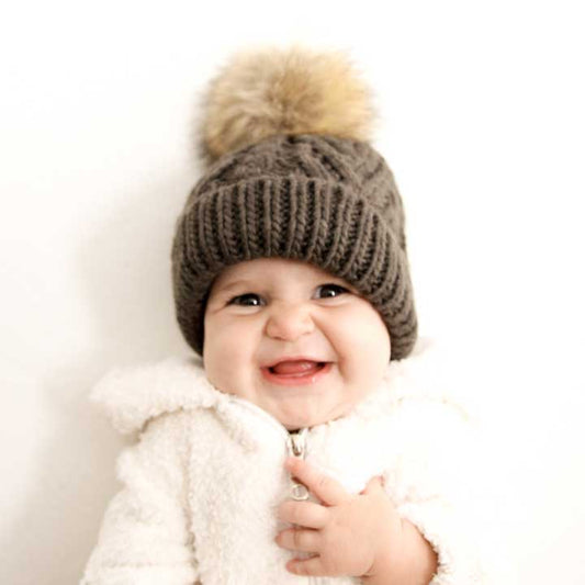 Loden Green Pop Pom Pom Beanie Hat Baby & Kids