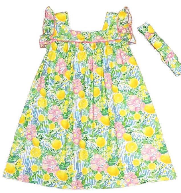 Positano Leons print Girl's ruffle dress