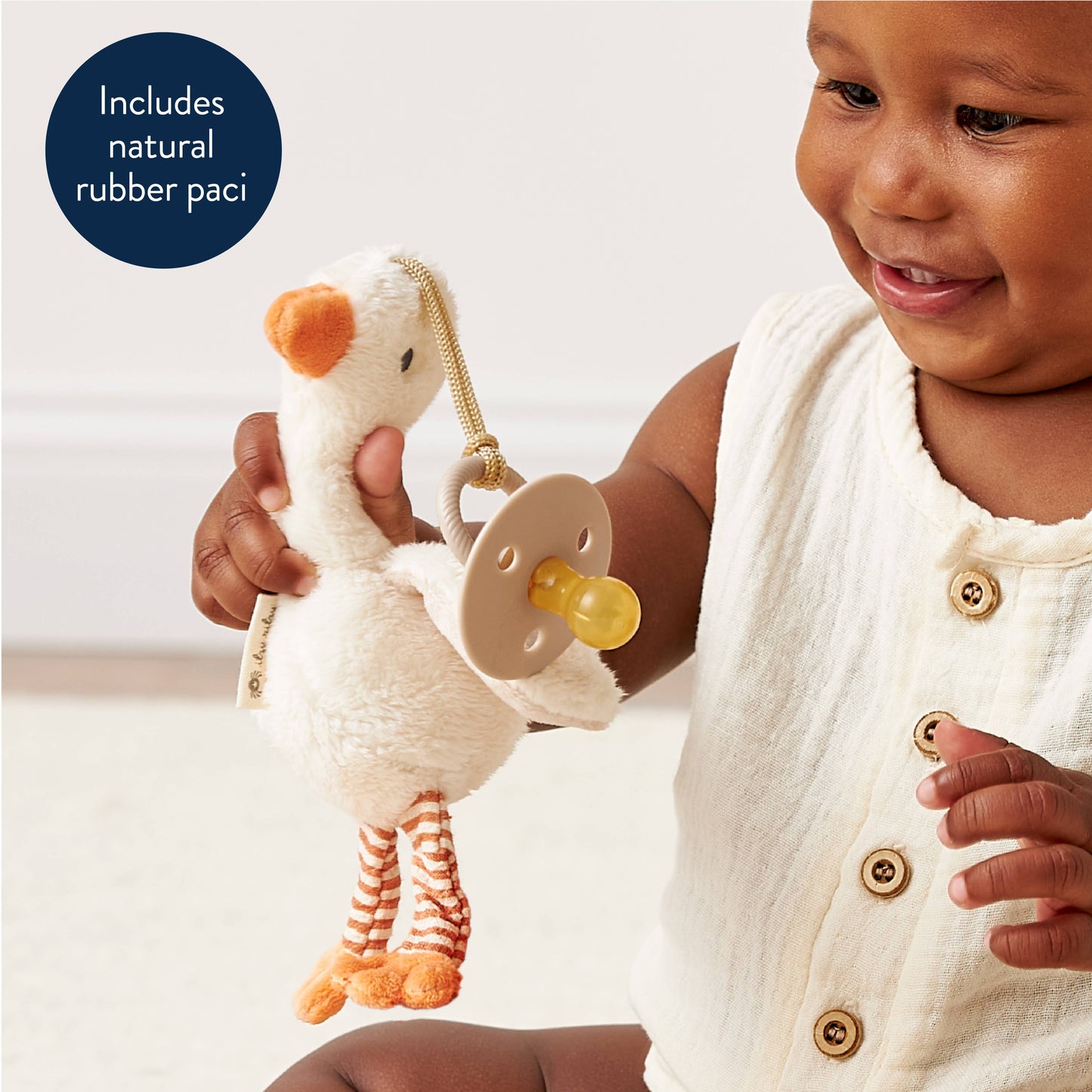 Bitzy Pal Natural Rubber Pacifier & Plush: Goose