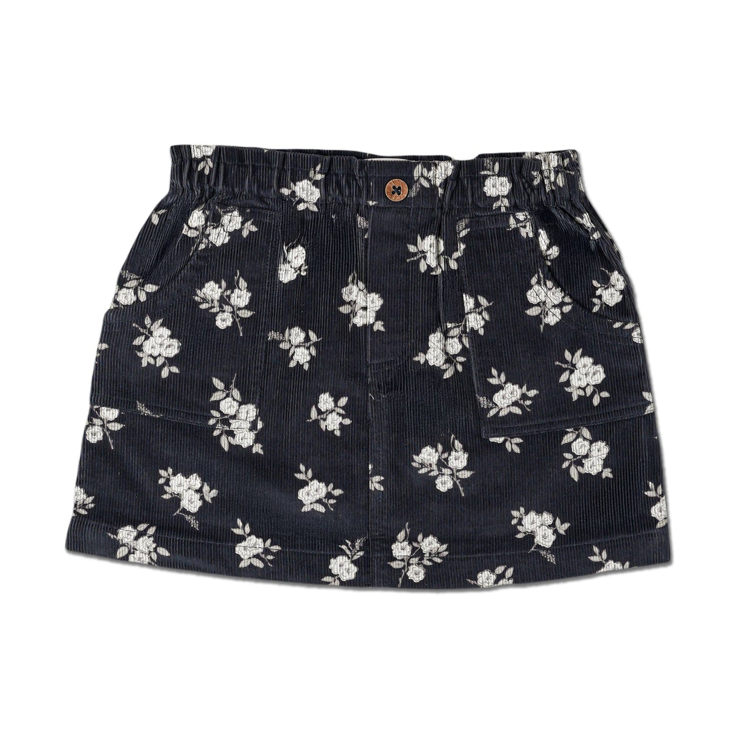 Organic Corduroy Skirt - Navy Bloom