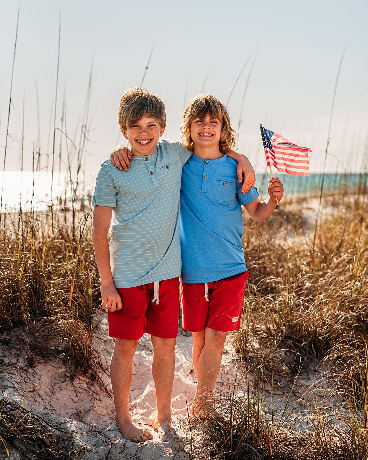 Boys Red Drawstring Shorts, Pockets, Above the knee: 2