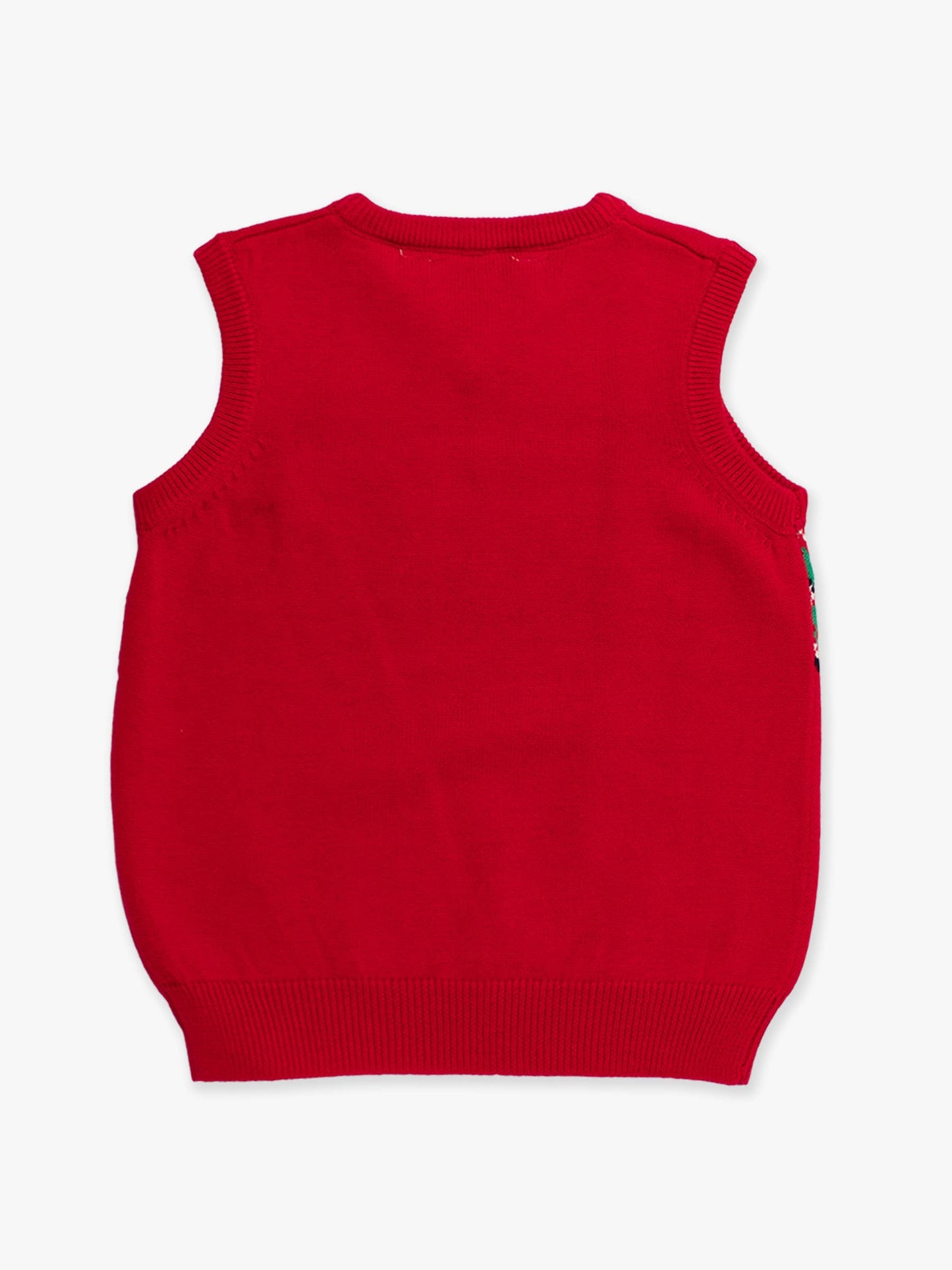 Boys Christmas Fair Isle Red V-Neck Sweater Vest