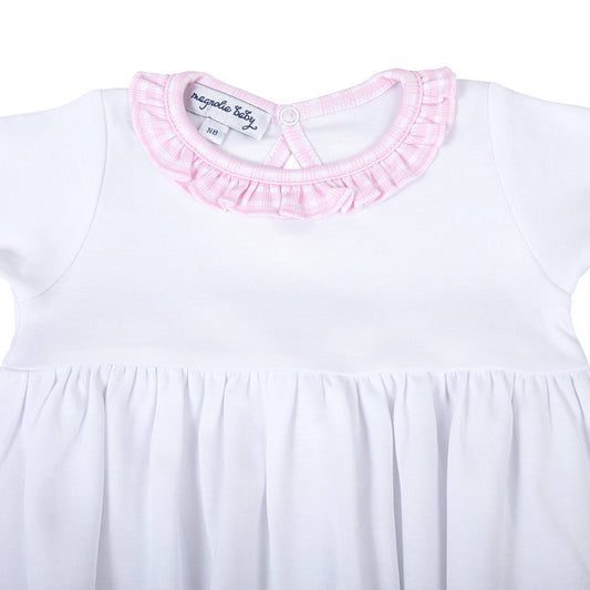 New Beginnings Pink Ruffle Gathered Gown: Pink