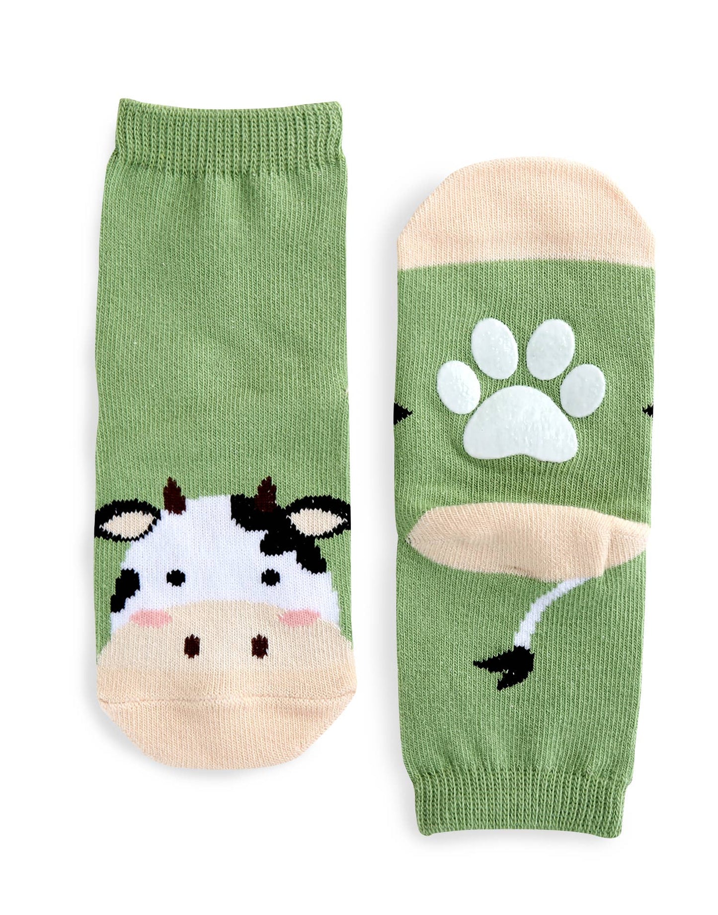 Cow Zoo Baby Animal Socks: Green / M (3 ~5T)