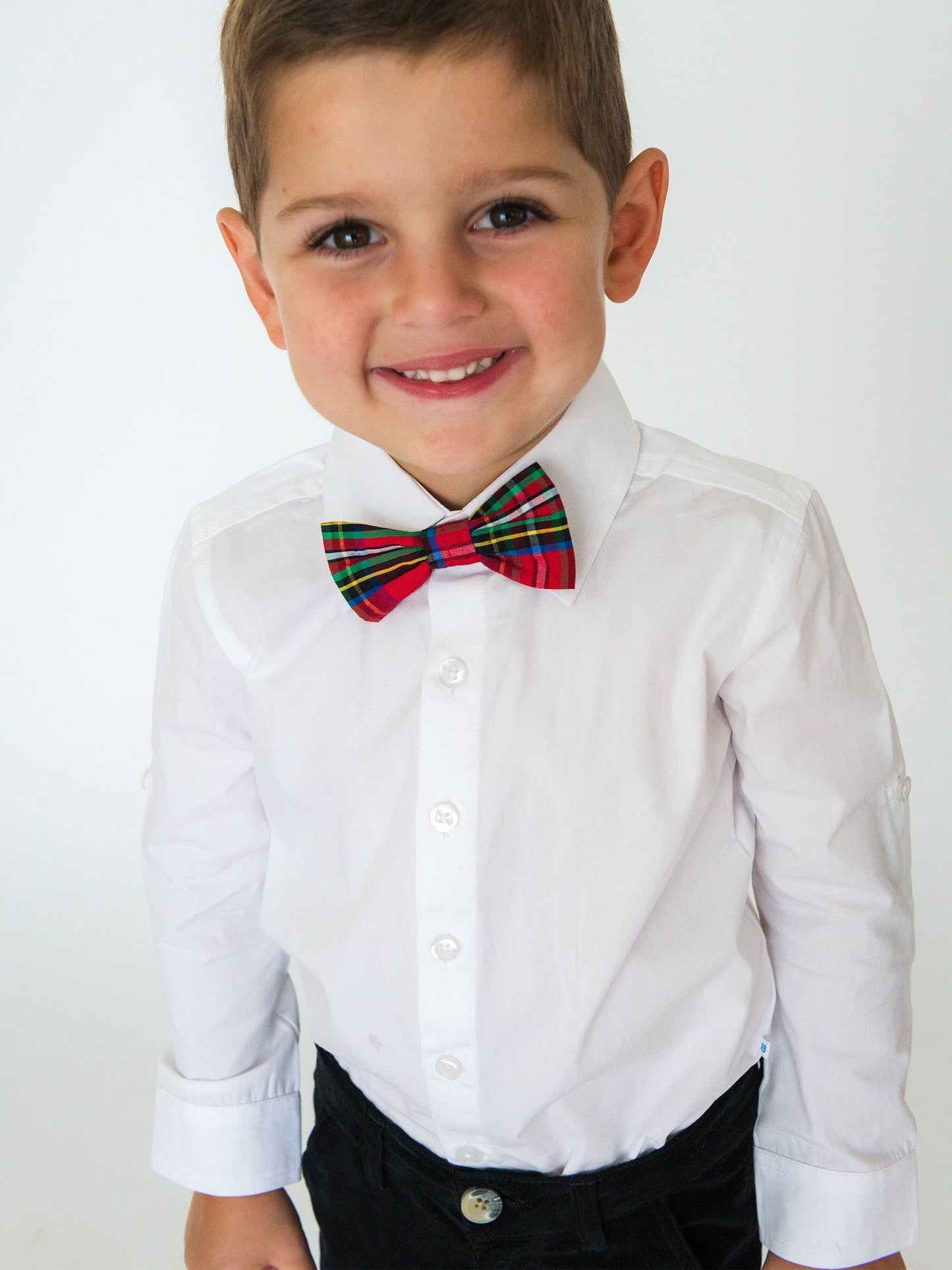 Boys Red Nicholas Plaid Bow Tie: Red