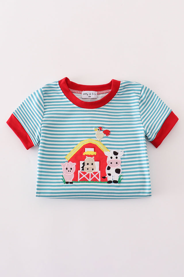 Blue Stripe Farm Romper
