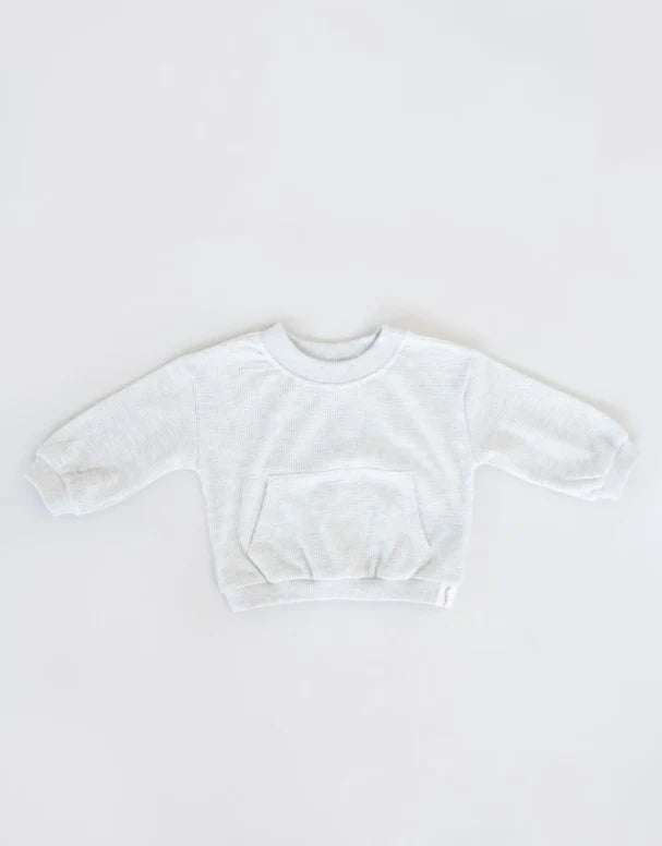 Waffle pocket crewneck pullover