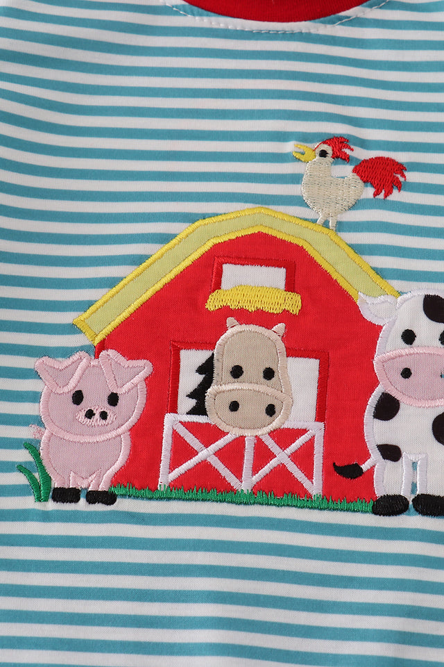 Blue Stripe Farm Romper
