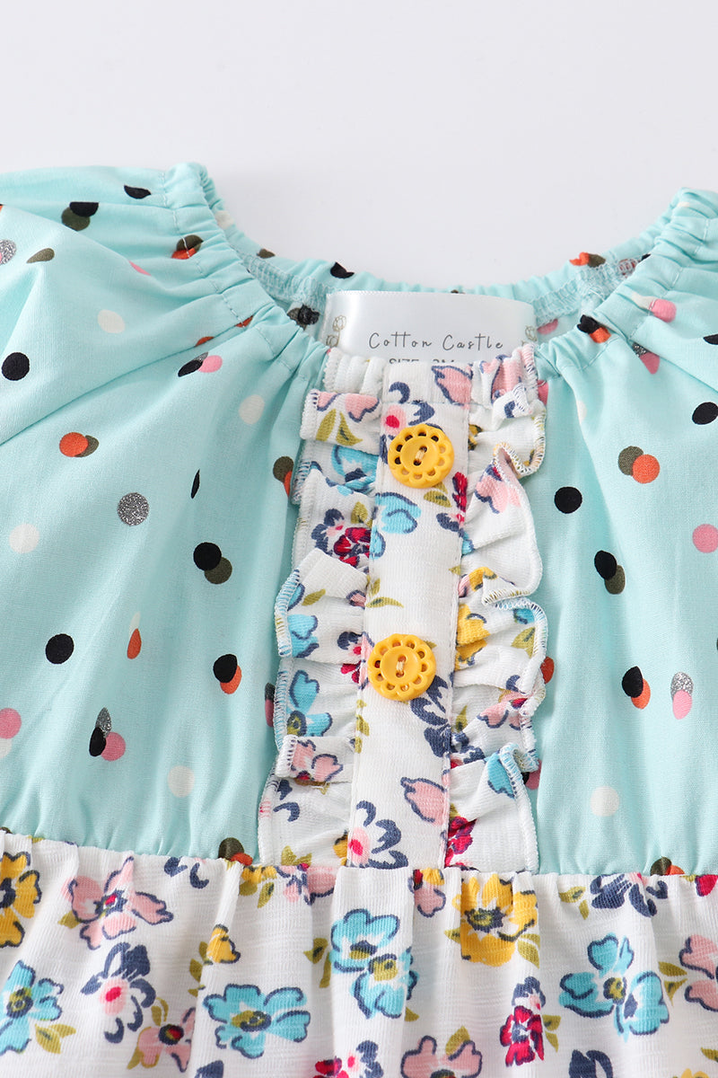 Platinum Mint Floral Romper