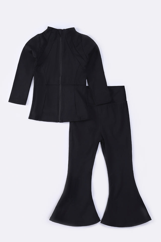 Black Active Flare Pants Set