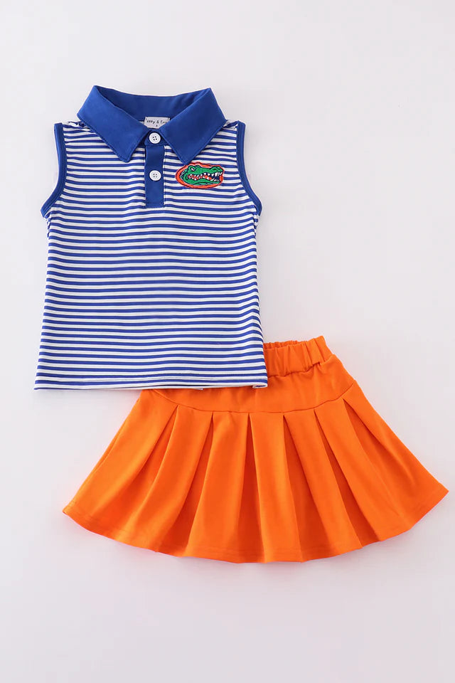 Blue stripe Florida Gators Embroidered skort set