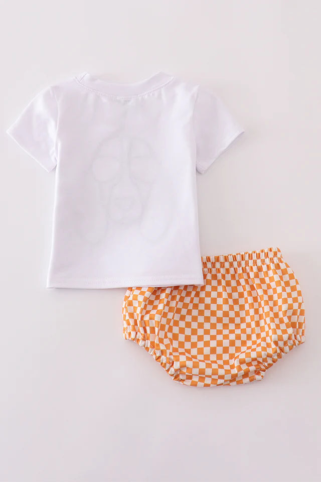 Orange Tennessee applique bloomer set