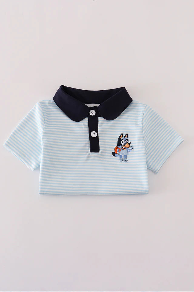 Bluey character embroidery button down shirt