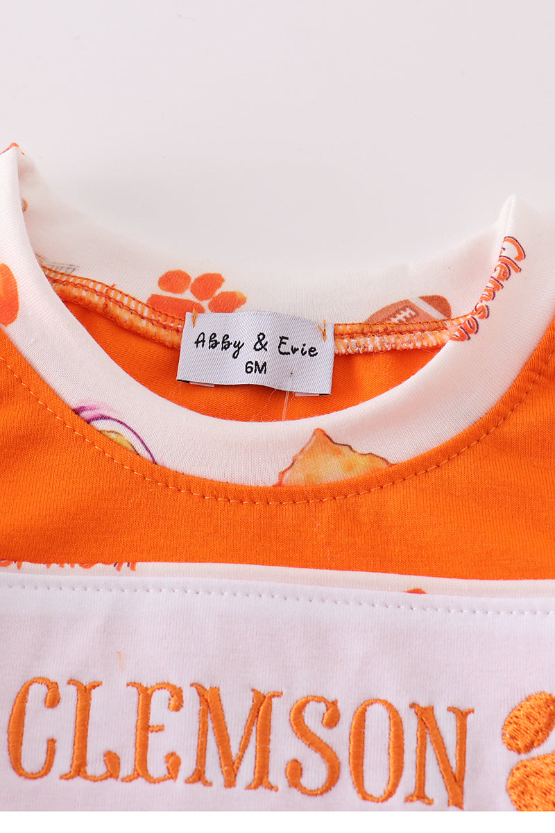Orange Clemson Embroidery Bubble
