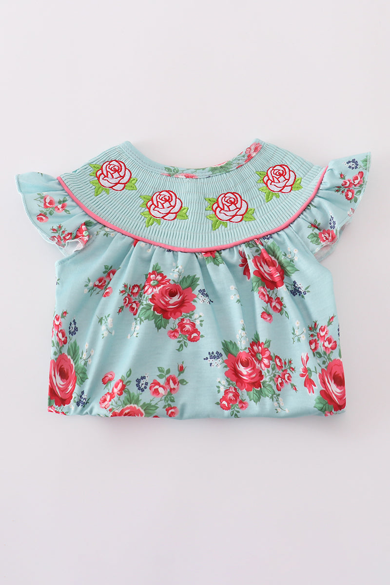 Rosebud Bliss Print Smocked Bubble
