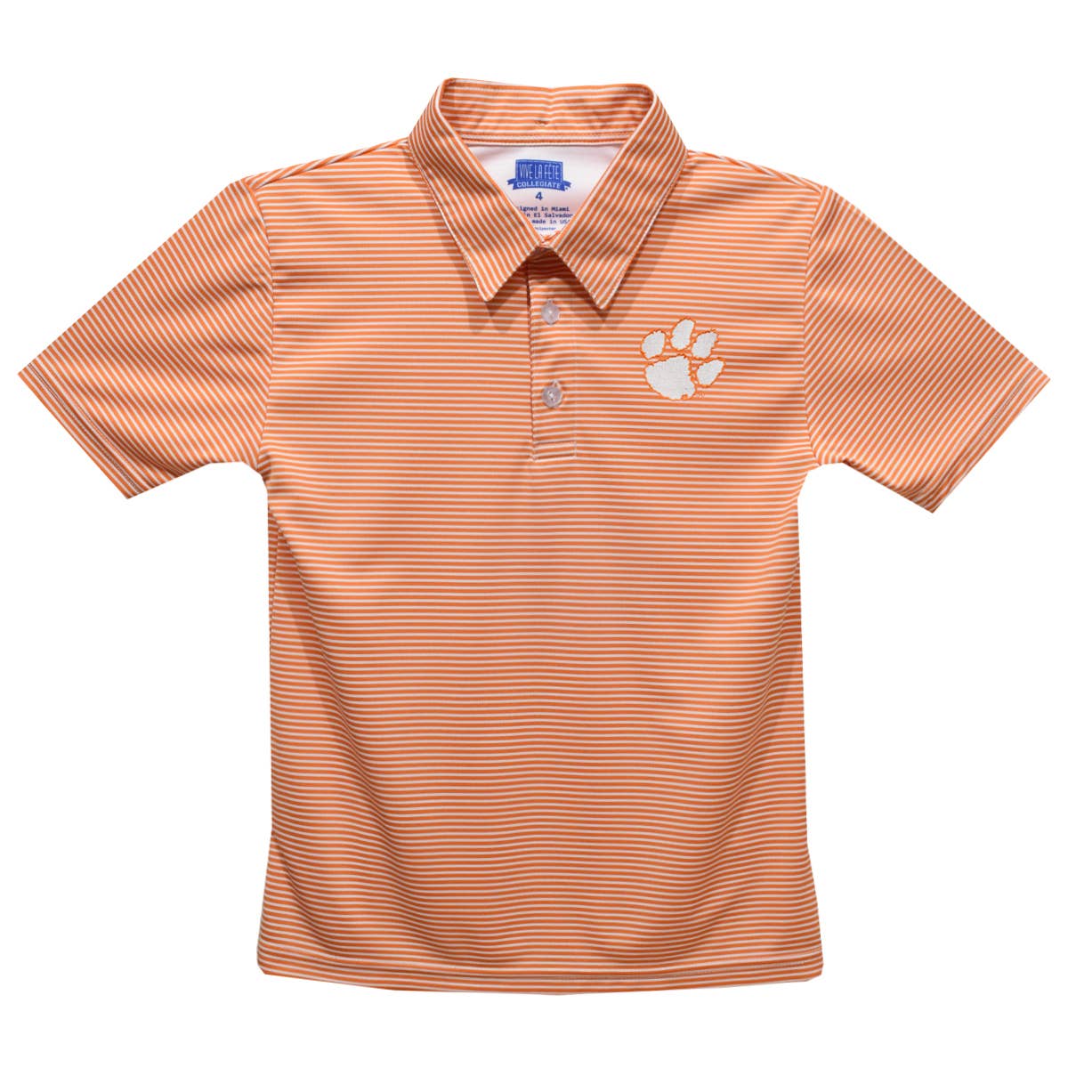 Clemson Tigers Embroideredred Orange Stripes Polo Shirt