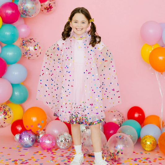 Pink Confetti Cape - Kids Dress Up Cape