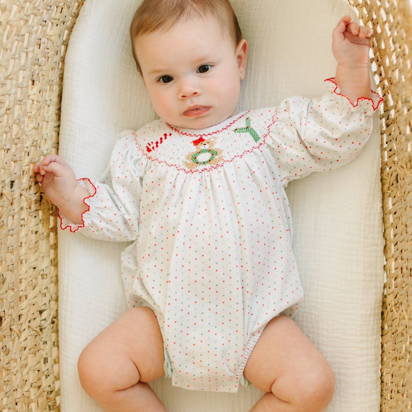 Christmas Joy Classics Bishop Long Sleeve Bubble - Red Girl: 9 Months