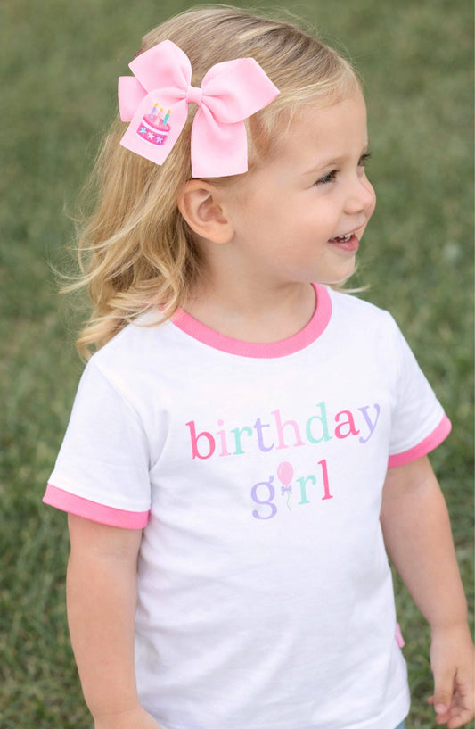 Birthday Cake Hair Bow: Pink