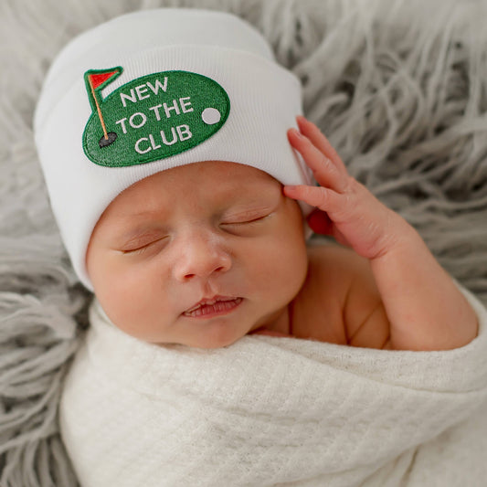 New to the Club Newborn Boys and Girls - Golf Baby Hat : Newborn