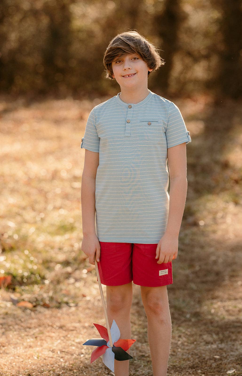 Boys Red Drawstring Shorts, Pockets, Above the knee: 2