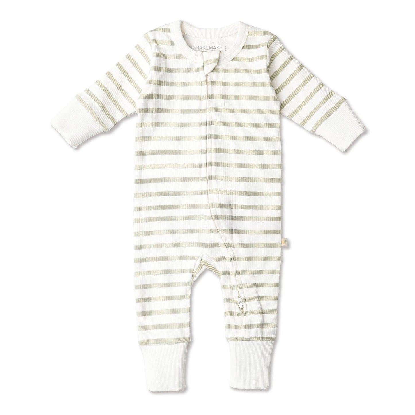 Sage Stripes Organic 2-Way Zip Romper