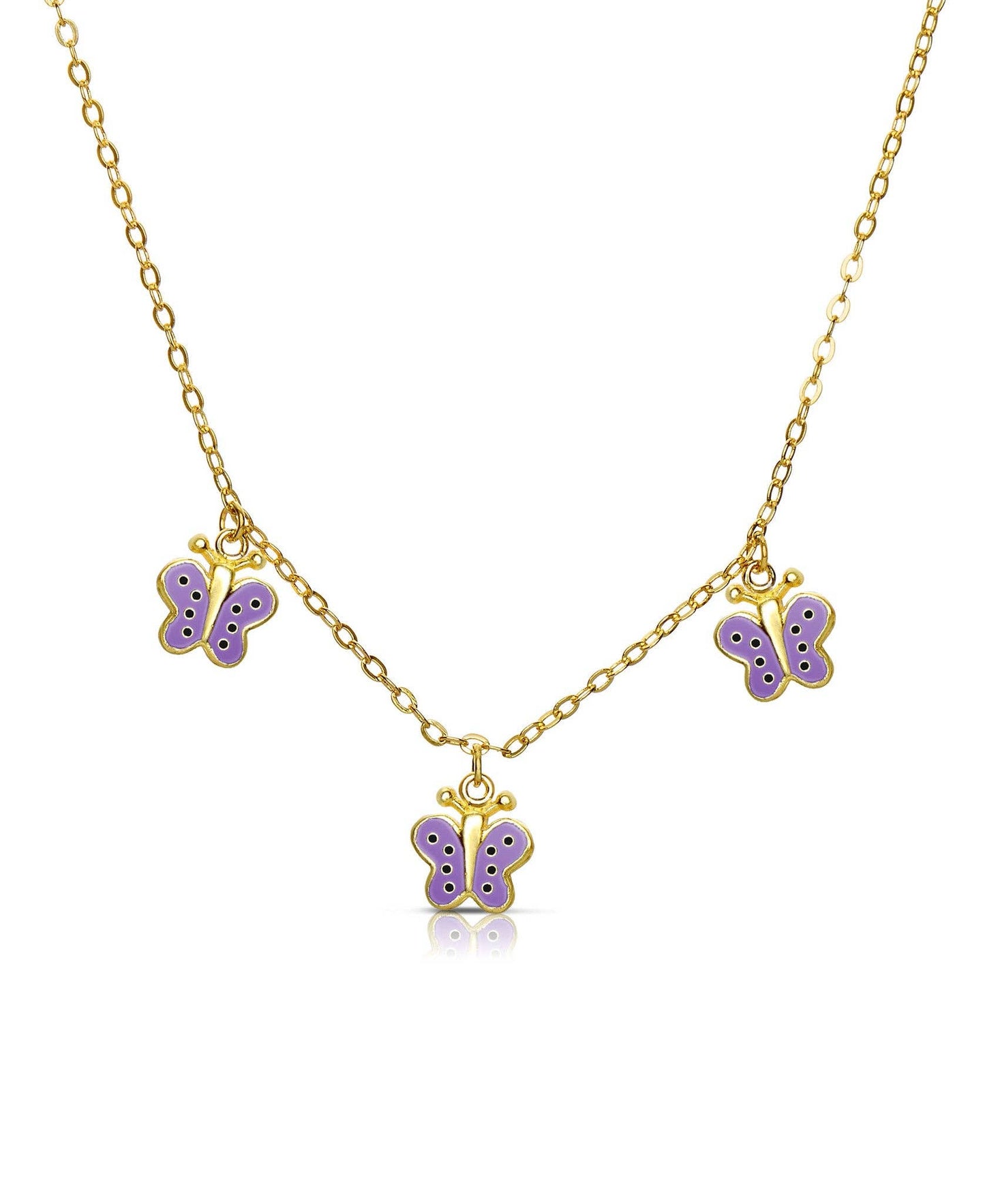 Butterfly Dangle Necklace: Purple