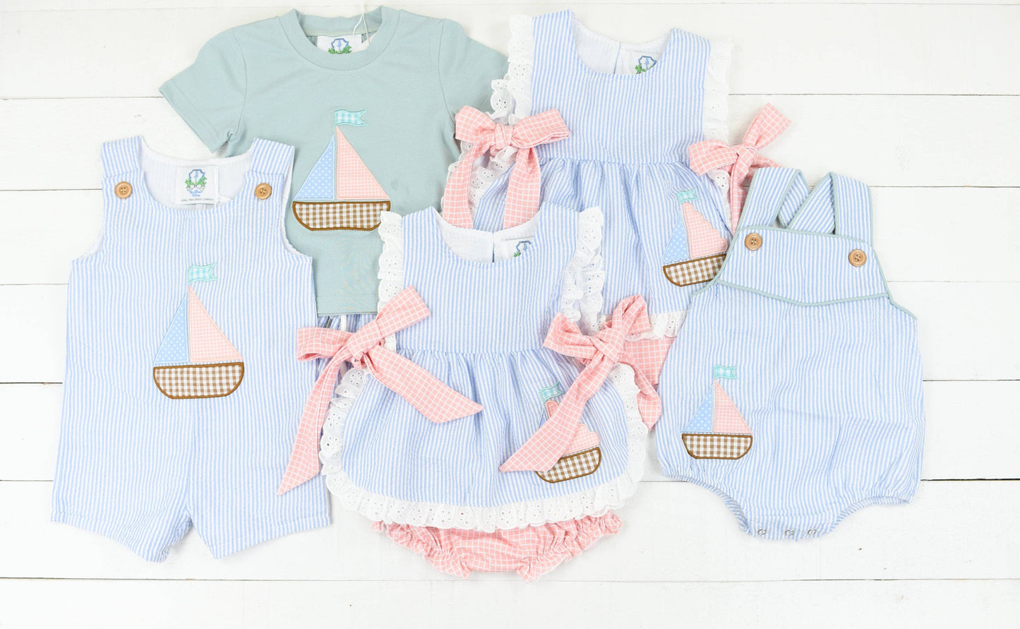 Seersucker Sails Girls Short Set: 7/8