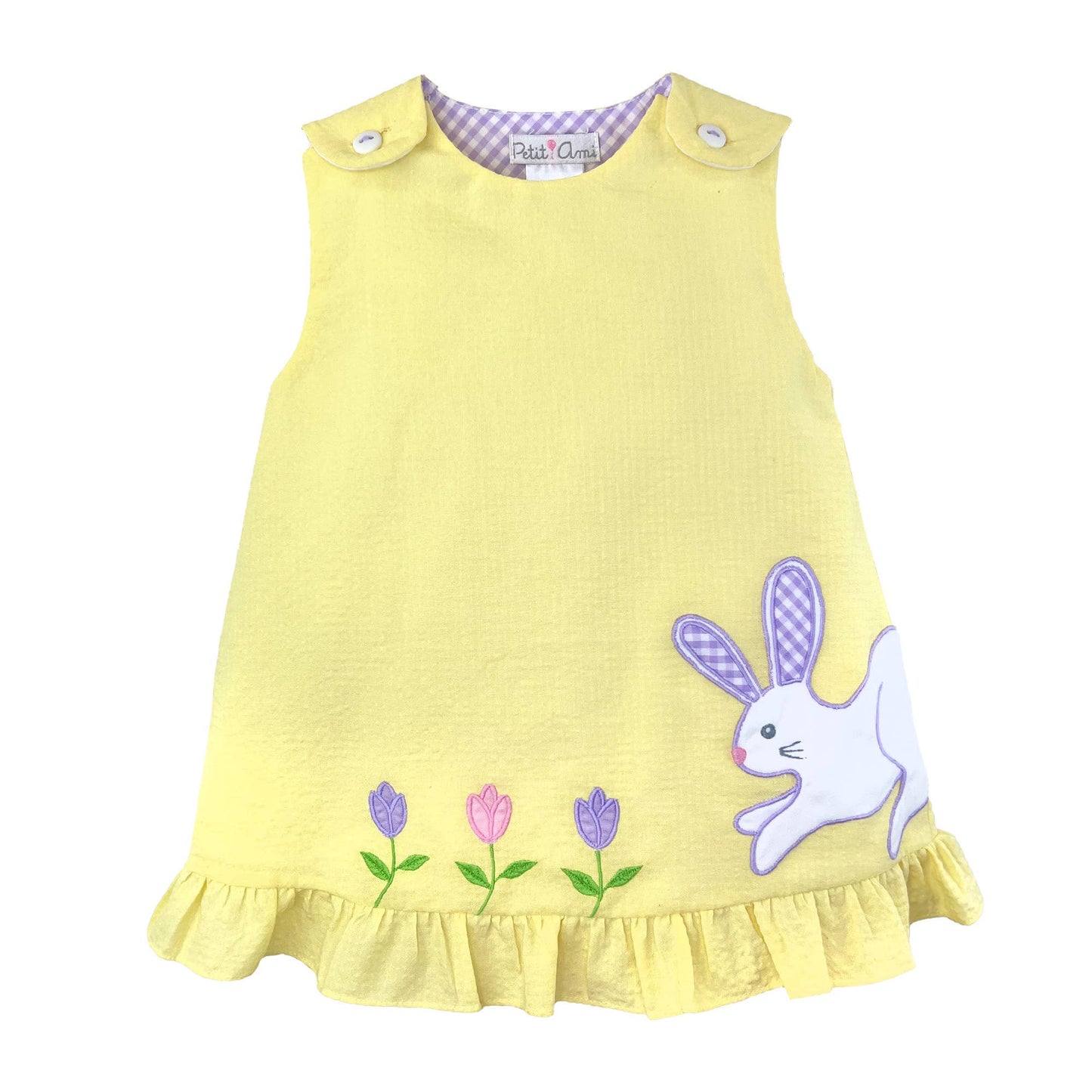 Sun Dress with Bunny and Flower Appliques