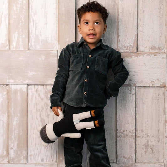 Knit Corduroy Boy Shirt & Pants Set