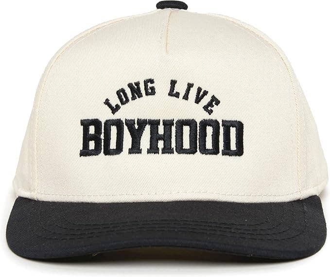 Kids/Baby Two Tone Cap - Long Live Boyhood - Black/Beige: Medium/Large (2-9 Years)