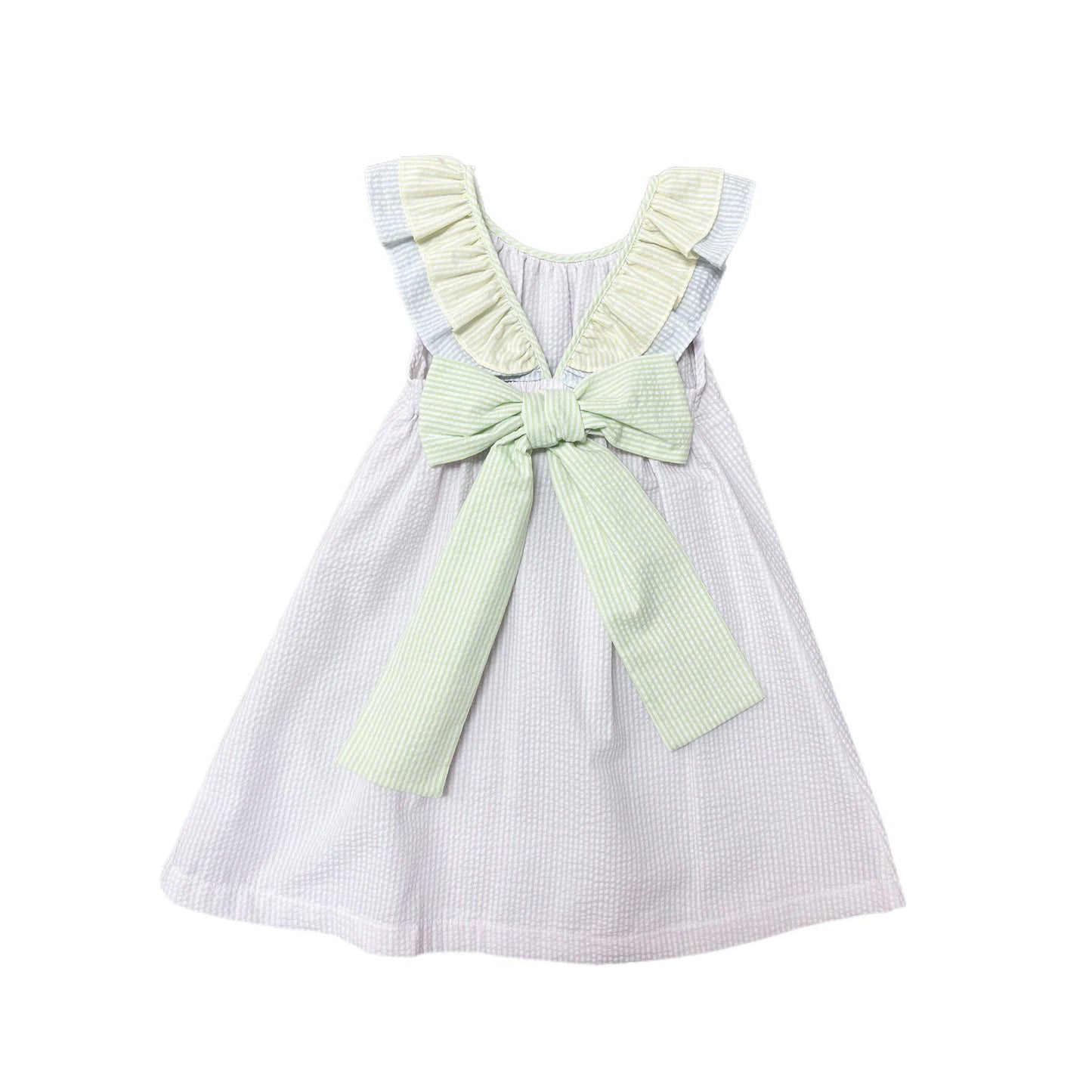 Colorblock Seersucker Girls Dress: 5t