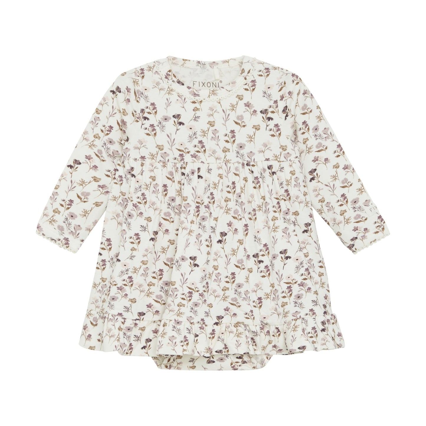 FIXONI Baby Long Sleeve Floral Dress - Violet Ice