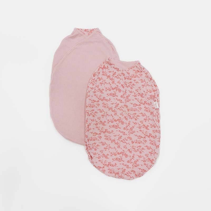 COCOON SWADDLE SET in Silky Modal: Bitty Blooms & Baby Pink Gingham / Small