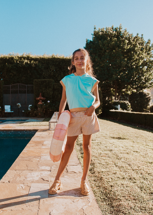 Sandy Toes Shorts: Sandy Stripe
