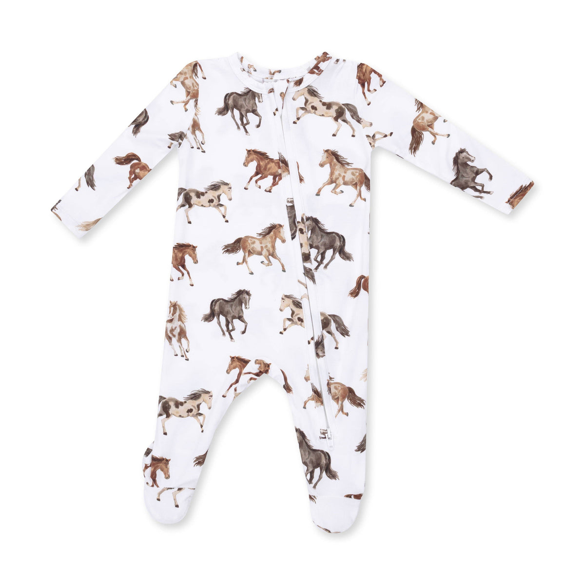 Wild Horses - 2 Way Zipper Footie: NB